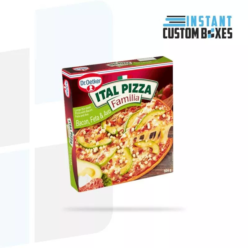 Glossy custom frozen pizza box with vivid print for retail display