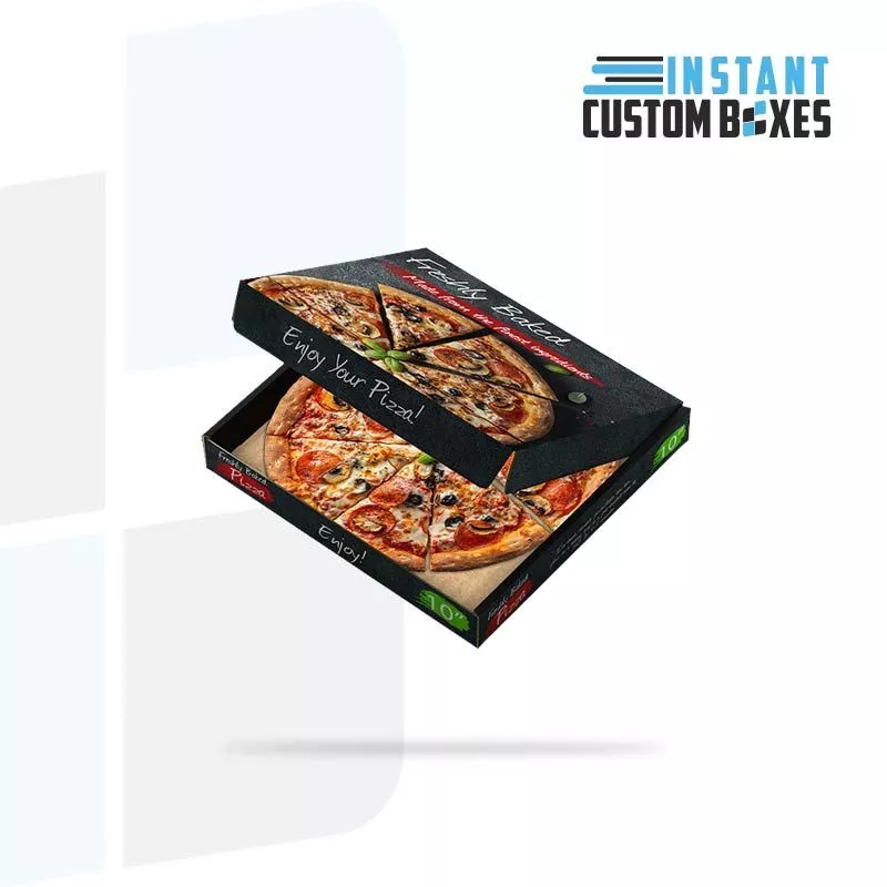 Black corrugated custom pizza box with sturdy design and sleek finish