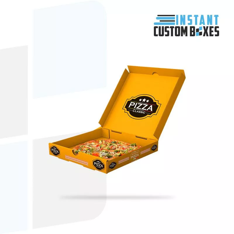 Matte finish pizza box with digitally printed brand artwork