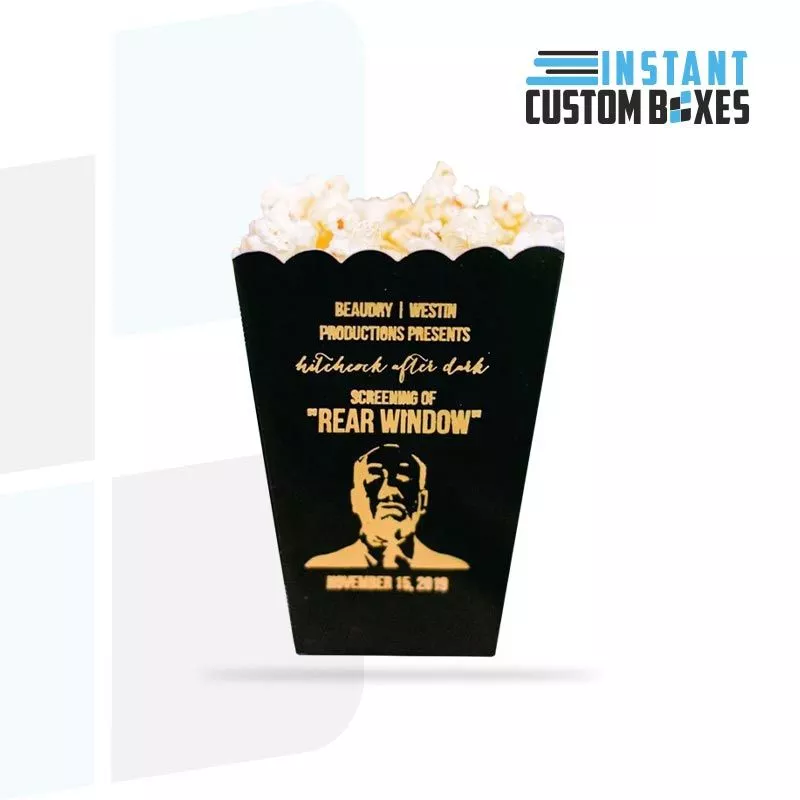 custom gold foil printed popcorn boxes with lids