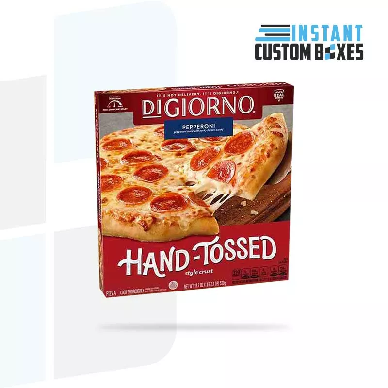 Retail-ready custom frozen pizza box with window cut and full branding