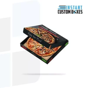 Black corrugated custom pizza box with sturdy design and sleek finish