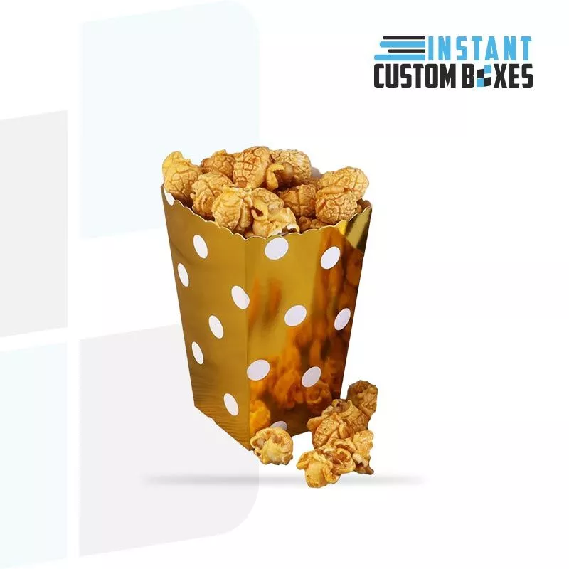 custom gold foil printed popcorn boxes with lids